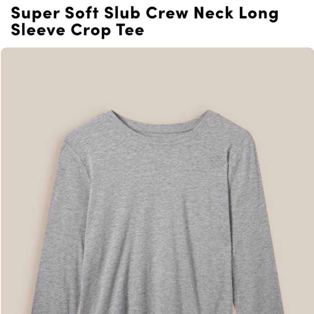 Super Soft Slub Crew Neck Long Sleeve Crop Tee